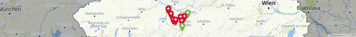 Kartenansicht für Apotheken-Notdienste in der Nähe von Strengberg (Amstetten, Niederösterreich)